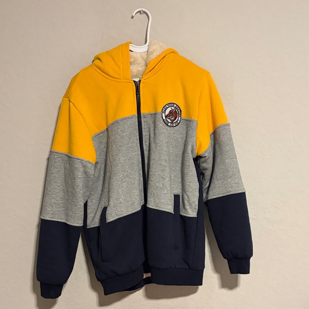 Yellow and Gray Colorblock Hoodie